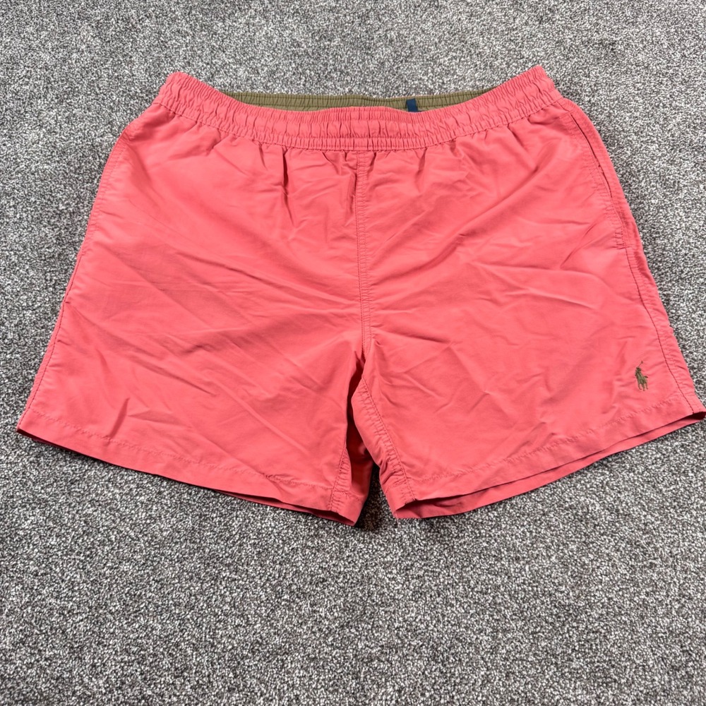 Polo Ralph Lauren Men's Large Coral Pink Mesh Lined Traveler Swim Trunks Shorts